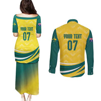 Australia 2024 Olympics Custom Couples Matching Puletasi and Long Sleeve Button Shirt Rise of the Roos LT7 - Wonder Print Shop