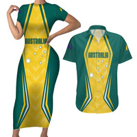 Australia 2024 Olympics Custom Couples Matching Short Sleeve Bodycon Dress and Hawaiian Shirt Rise of the Roos LT7 - Wonder Print Shop