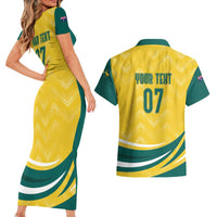 Australia 2024 Olympics Custom Couples Matching Short Sleeve Bodycon Dress and Hawaiian Shirt Rise of the Roos LT7 - Wonder Print Shop