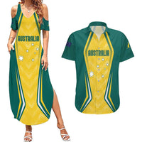 Australia 2024 Olympics Custom Couples Matching Summer Maxi Dress and Hawaiian Shirt Rise of the Roos LT7 - Wonder Print Shop