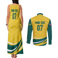 Australia 2024 Olympics Custom Couples Matching Tank Maxi Dress and Long Sleeve Button Shirt Rise of the Roos LT7 - Wonder Print Shop