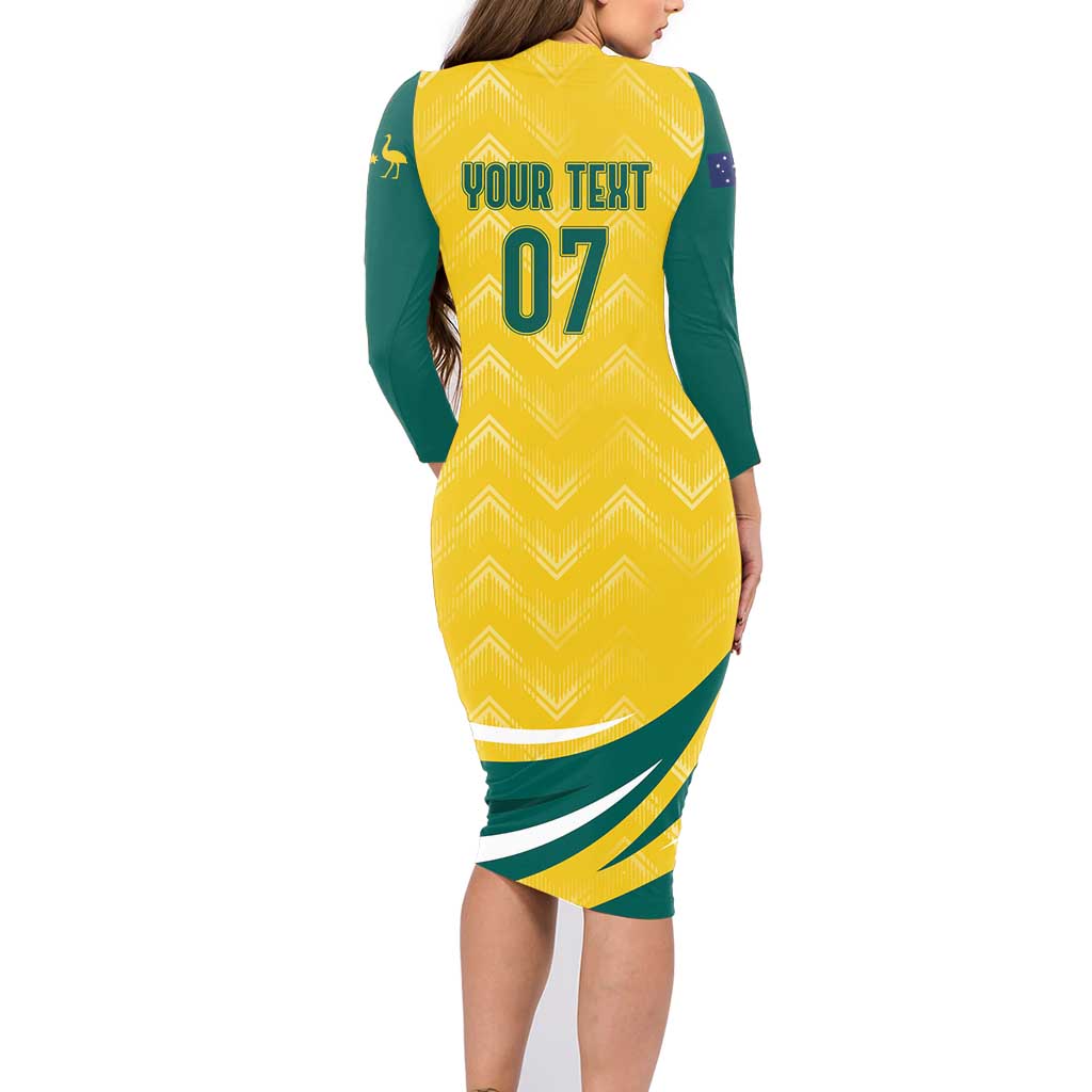 Australia 2024 Olympics Custom Family Matching Long Sleeve Bodycon Dress and Hawaiian Shirt Rise of the Roos LT7 - Wonder Print Shop