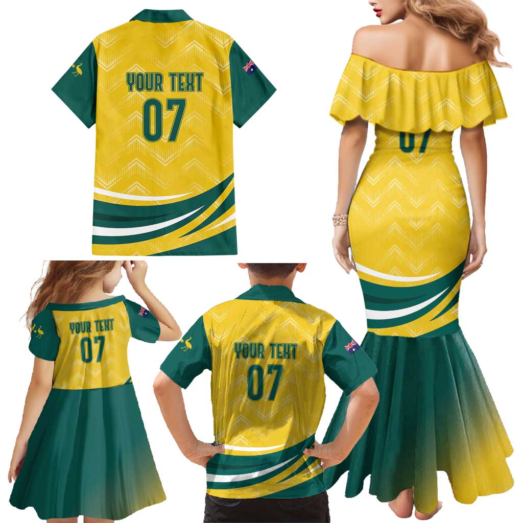 Australia 2024 Olympics Custom Family Matching Mermaid Dress and Hawaiian Shirt Rise of the Roos LT7 - Wonder Print Shop