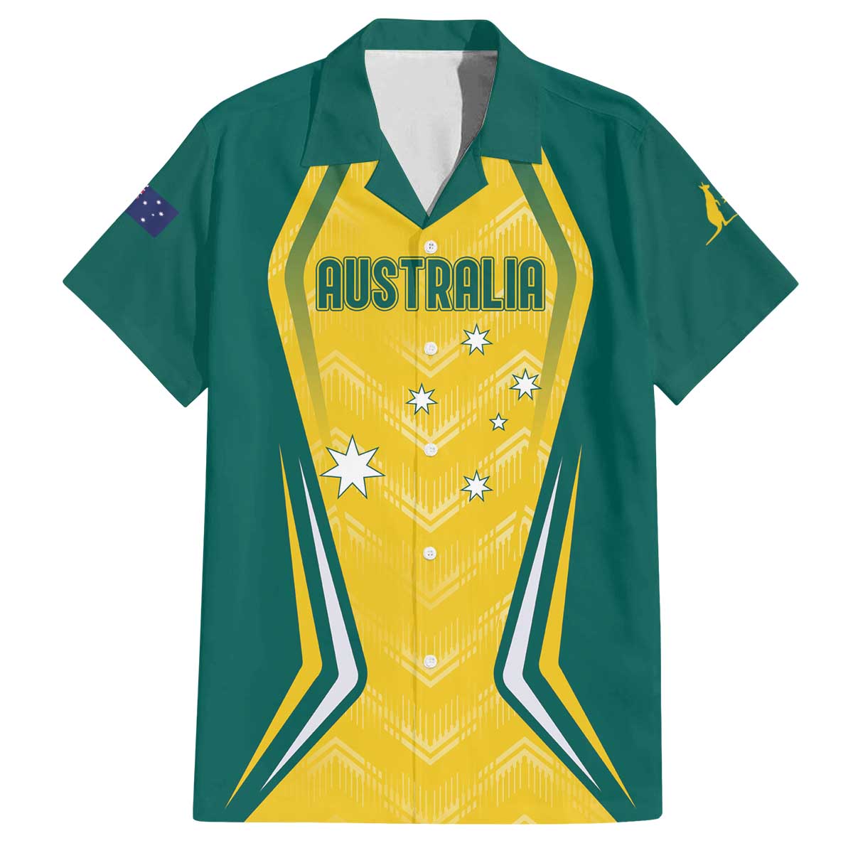 Australia 2024 Olympics Custom Family Matching Off The Shoulder Long Sleeve Dress and Hawaiian Shirt Rise of the Roos - Wonder Print Shop