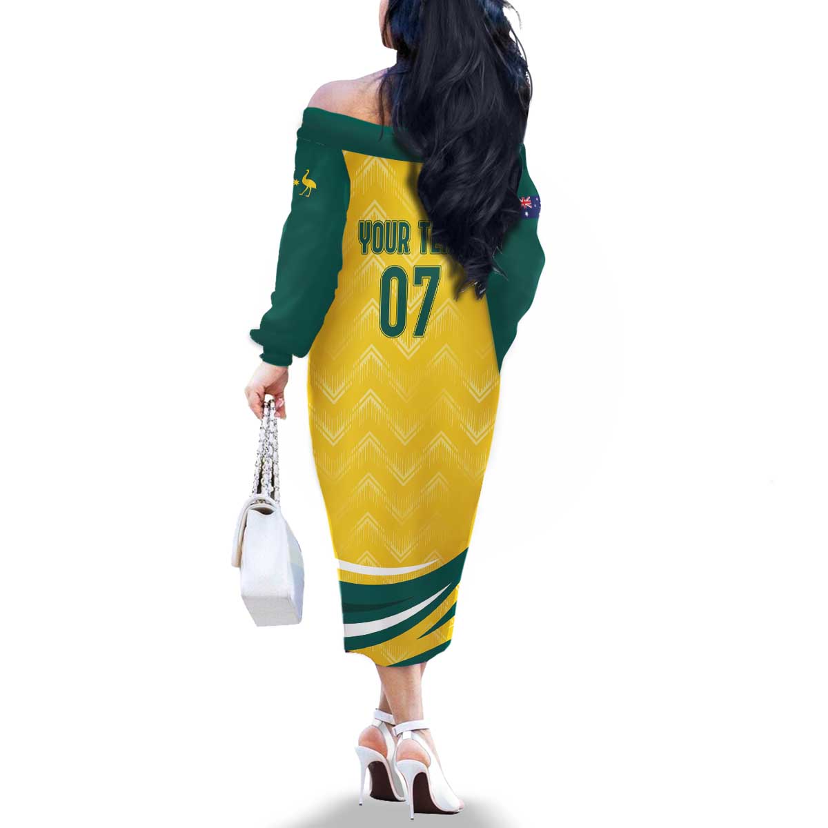 Australia 2024 Olympics Custom Family Matching Off The Shoulder Long Sleeve Dress and Hawaiian Shirt Rise of the Roos - Wonder Print Shop