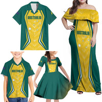 Australia 2024 Olympics Custom Family Matching Off Shoulder Maxi Dress and Hawaiian Shirt Rise of the Roos LT7 - Wonder Print Shop