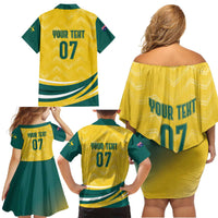 Australia 2024 Olympics Custom Family Matching Off Shoulder Short Dress and Hawaiian Shirt Rise of the Roos LT7 - Wonder Print Shop
