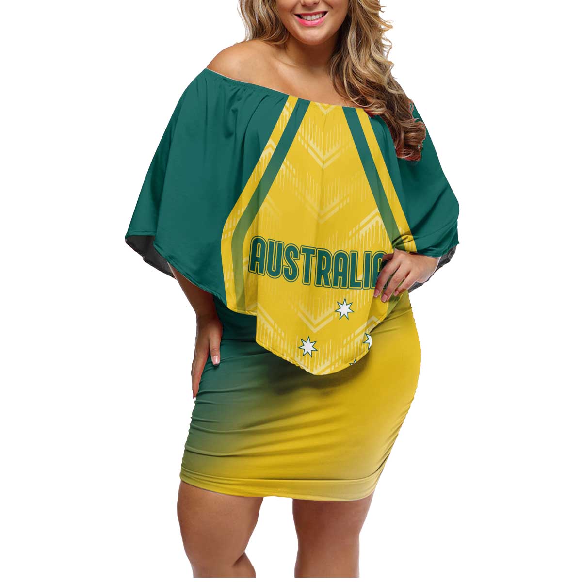 Australia 2024 Olympics Custom Family Matching Off Shoulder Short Dress and Hawaiian Shirt Rise of the Roos LT7 - Wonder Print Shop