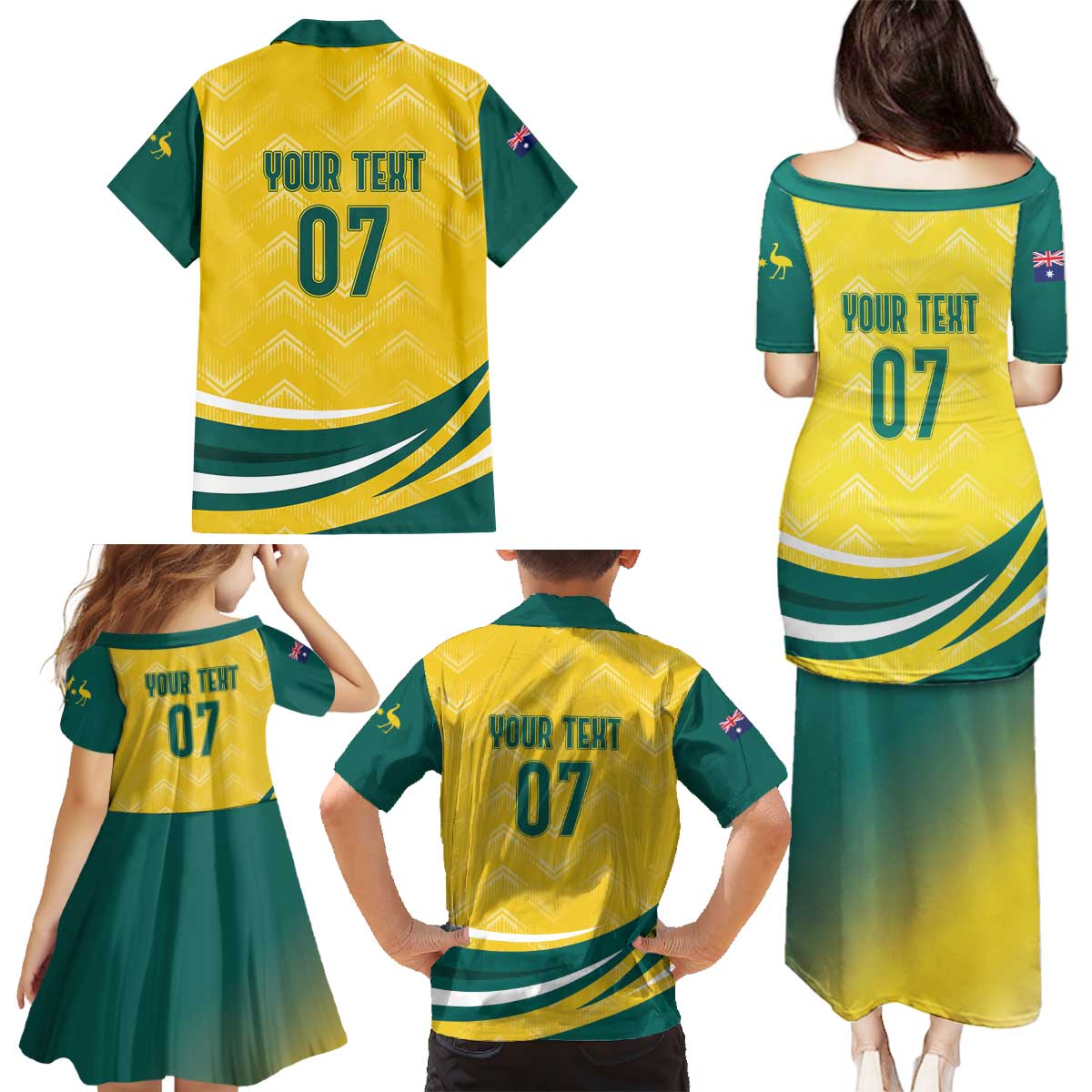Australia 2024 Olympics Custom Family Matching Puletasi and Hawaiian Shirt Rise of the Roos - Wonder Print Shop