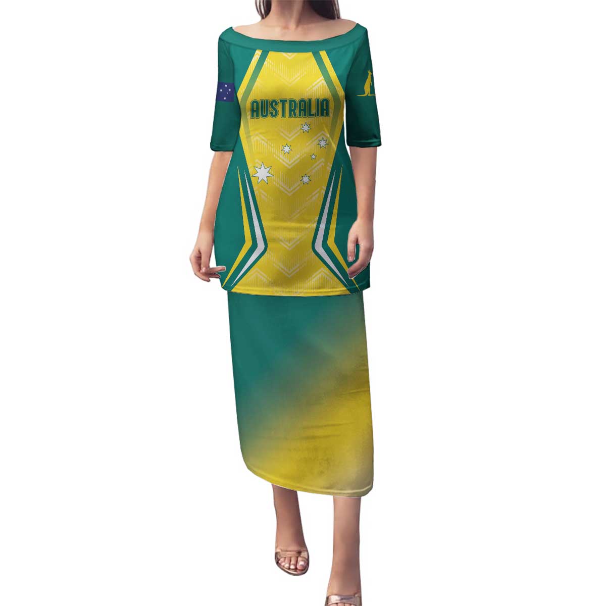 Australia 2024 Olympics Custom Family Matching Puletasi and Hawaiian Shirt Rise of the Roos - Wonder Print Shop