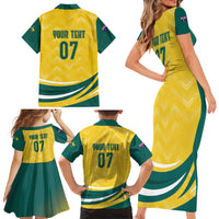 Australia 2024 Olympics Custom Family Matching Short Sleeve Bodycon Dress and Hawaiian Shirt Rise of the Roos - Wonder Print Shop