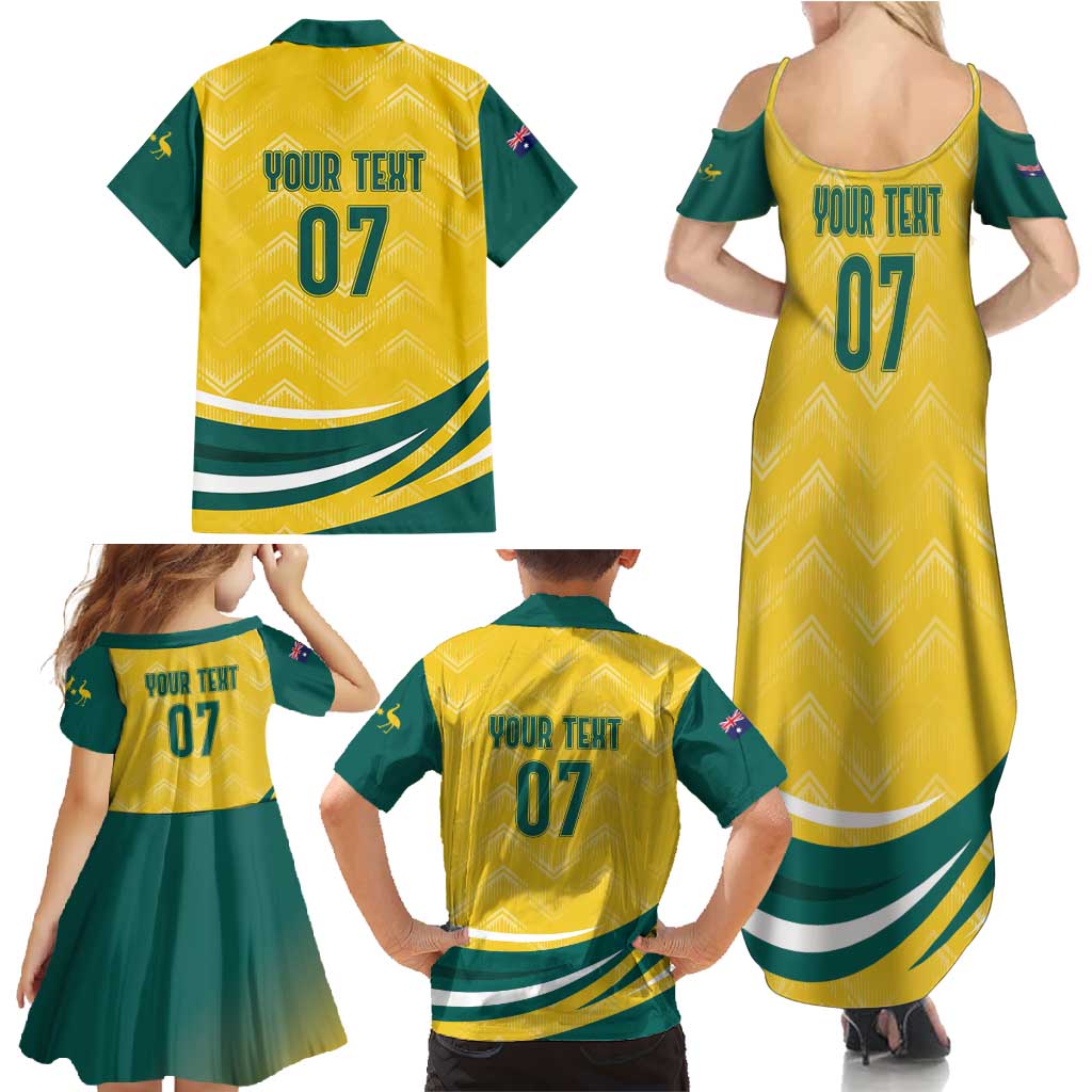 Australia 2024 Olympics Custom Family Matching Summer Maxi Dress and Hawaiian Shirt Rise of the Roos - Wonder Print Shop