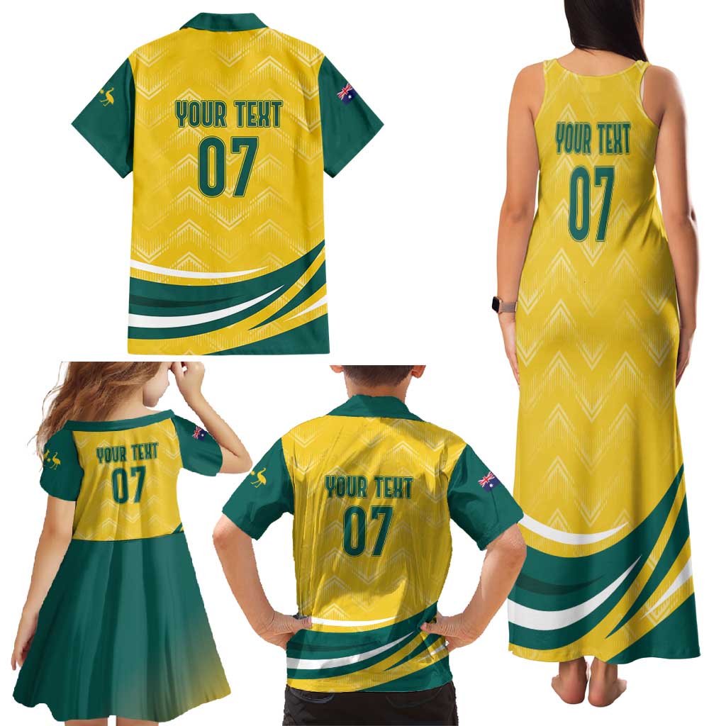 Australia 2024 Olympics Custom Family Matching Tank Maxi Dress and Hawaiian Shirt Rise of the Roos - Wonder Print Shop