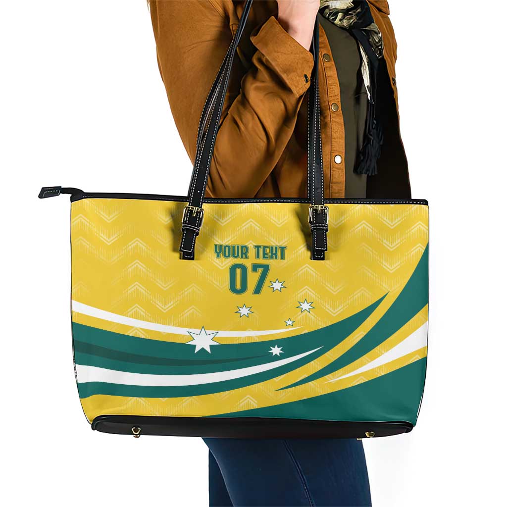 Australia 2024 Olympics Custom Leather Tote Bag Rise of the Roos - Wonder Print Shop