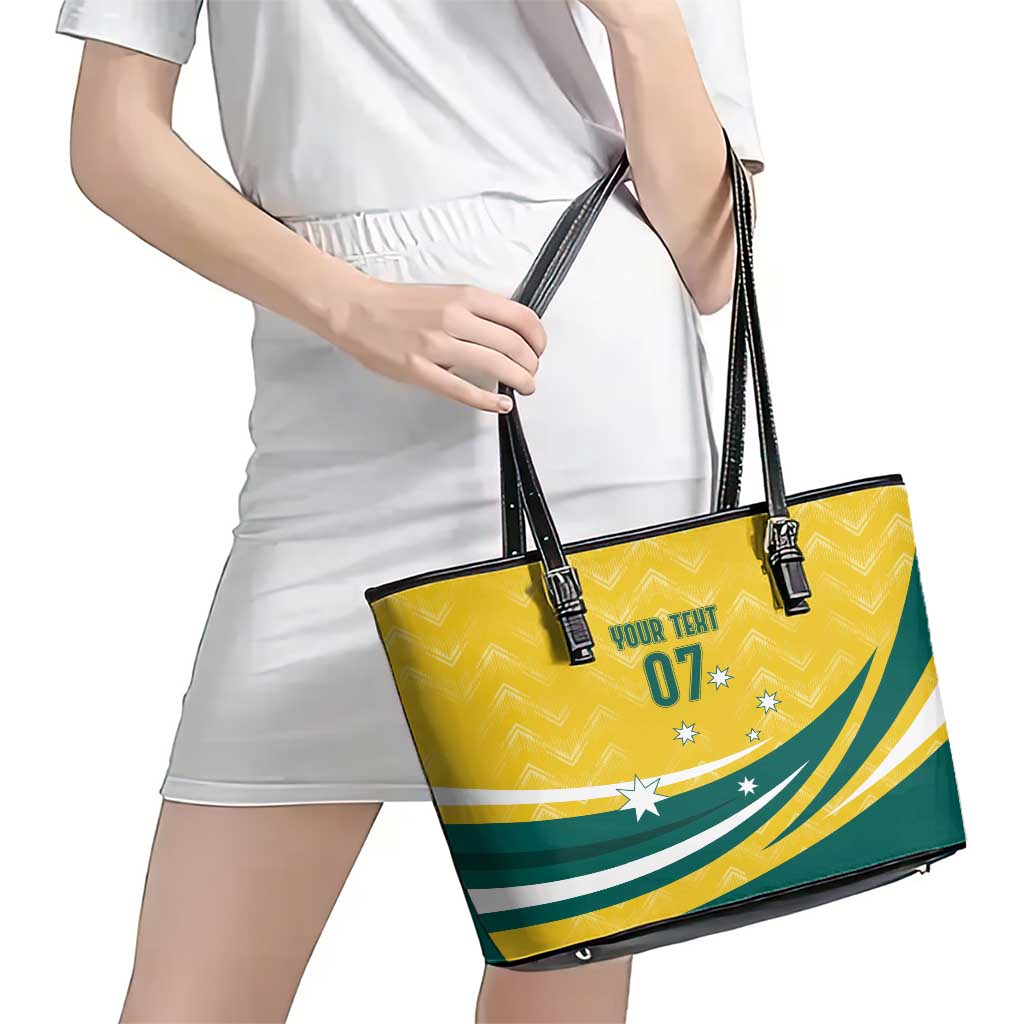 Australia 2024 Olympics Custom Leather Tote Bag Rise of the Roos - Wonder Print Shop