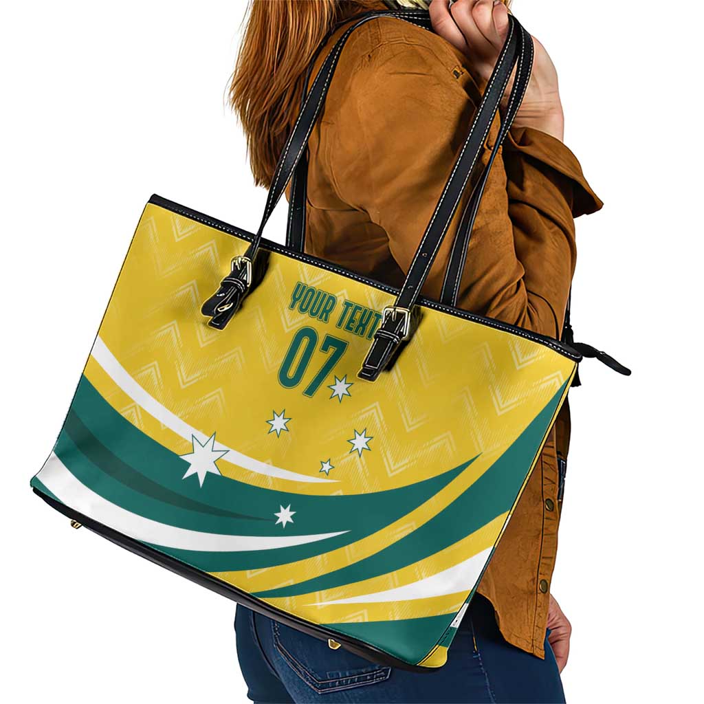 Australia 2024 Olympics Custom Leather Tote Bag Rise of the Roos - Wonder Print Shop