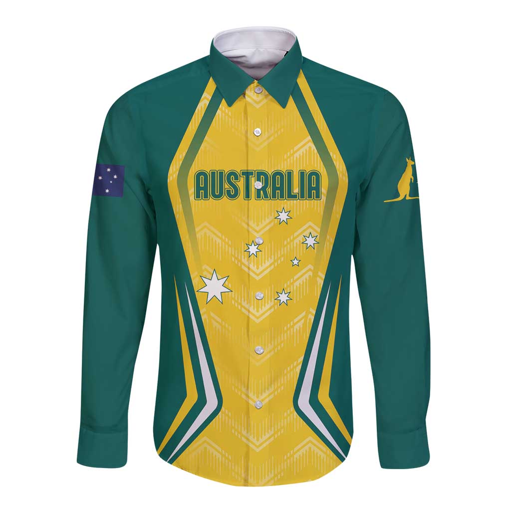 Australia 2024 Olympics Custom Long Sleeve Button Shirt Rise of the Roos - Wonder Print Shop