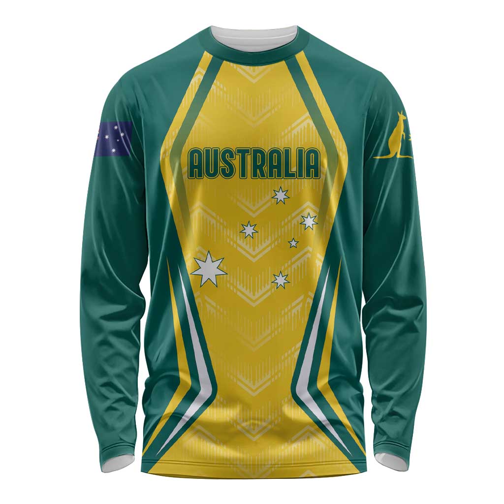 Australia 2024 Olympics Custom Long Sleeve Shirt Rise of the Roos - Wonder Print Shop