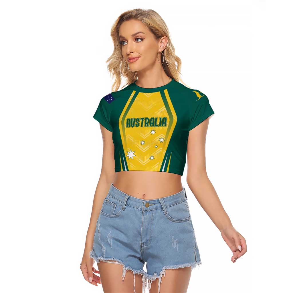 Australia 2024 Olympics Custom Raglan Cropped T Shirt Rise of the Roos - Wonder Print Shop