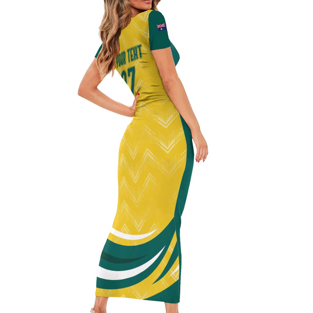 Australia 2024 Olympics Custom Short Sleeve Bodycon Dress Rise of the Roos - Wonder Print Shop