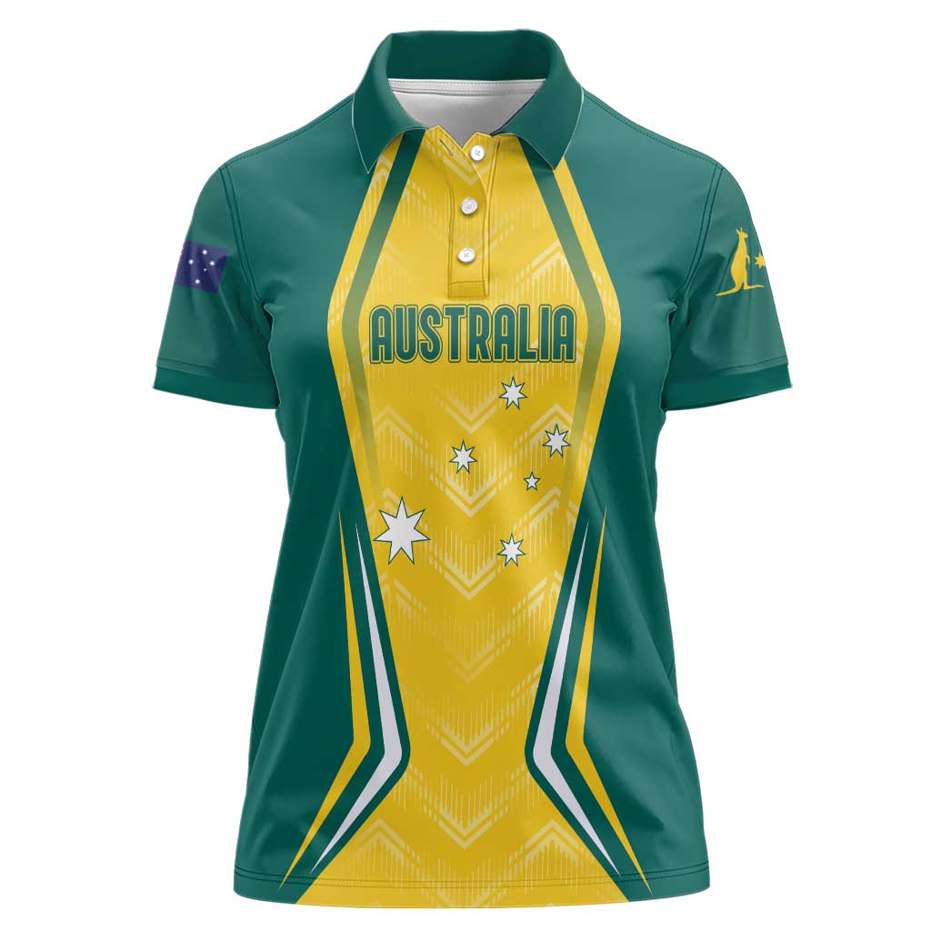 Australia 2024 Olympics Custom Women Polo Shirt Rise of the Roos - Wonder Print Shop