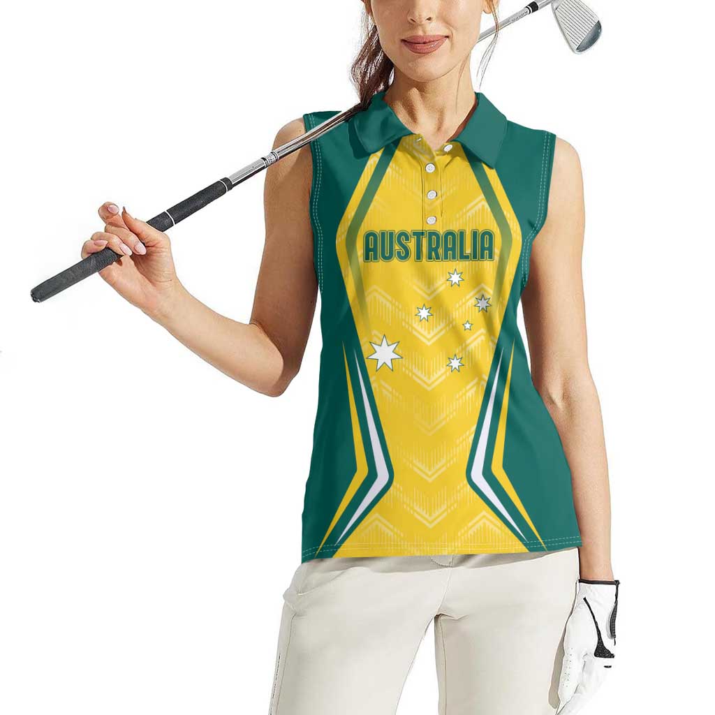 Australia 2024 Olympics Custom Women Sleeveless Polo Shirt Rise of the Roos - Wonder Print Shop