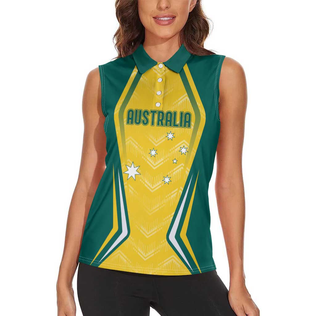 Australia 2024 Olympics Custom Women Sleeveless Polo Shirt Rise of the Roos - Wonder Print Shop