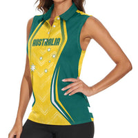 Australia 2024 Olympics Custom Women Sleeveless Polo Shirt Rise of the Roos - Wonder Print Shop