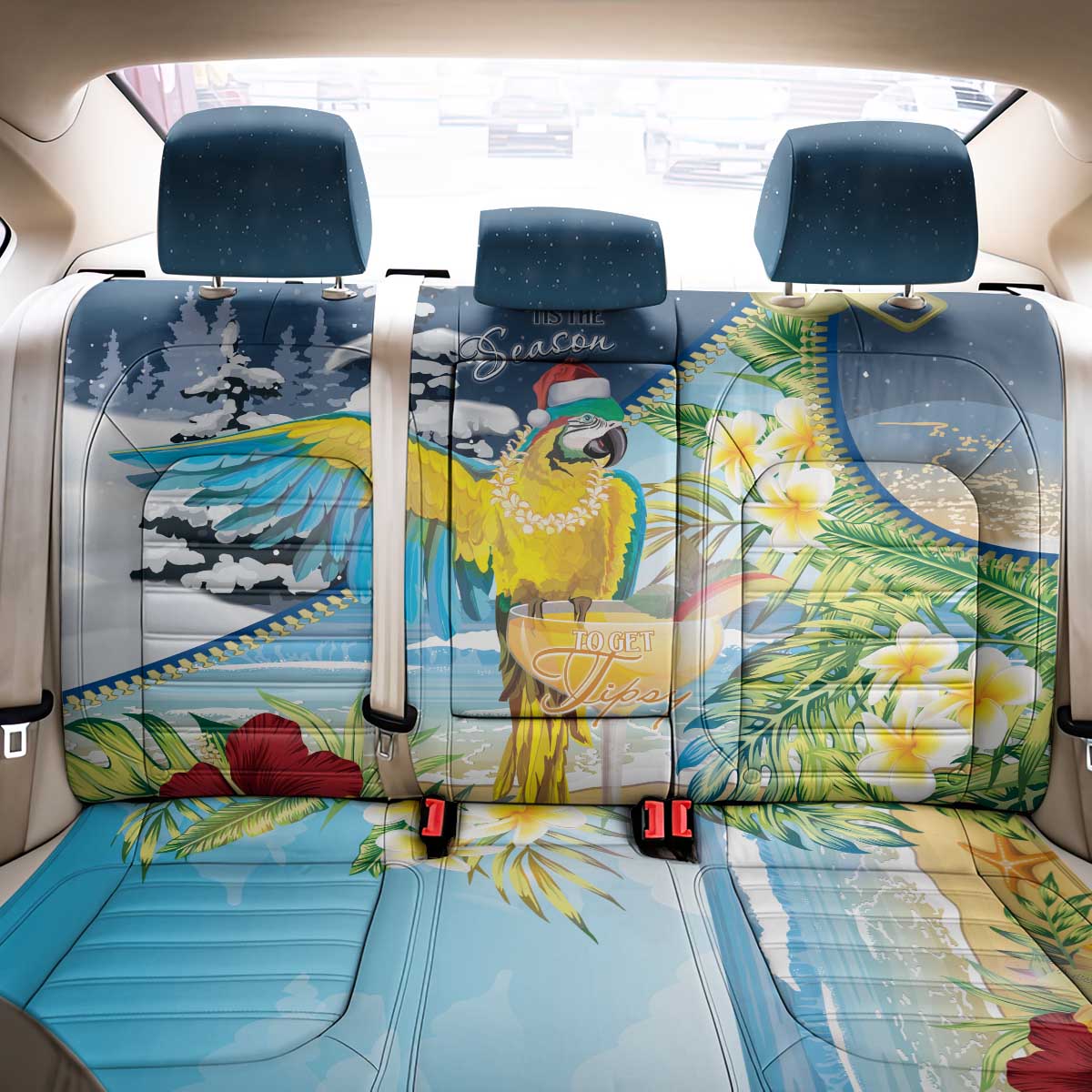 Funny Tropical Christmas Back Car Seat Cover Tis The Season To Get Tipsy LT7 - Wonder Print Shop