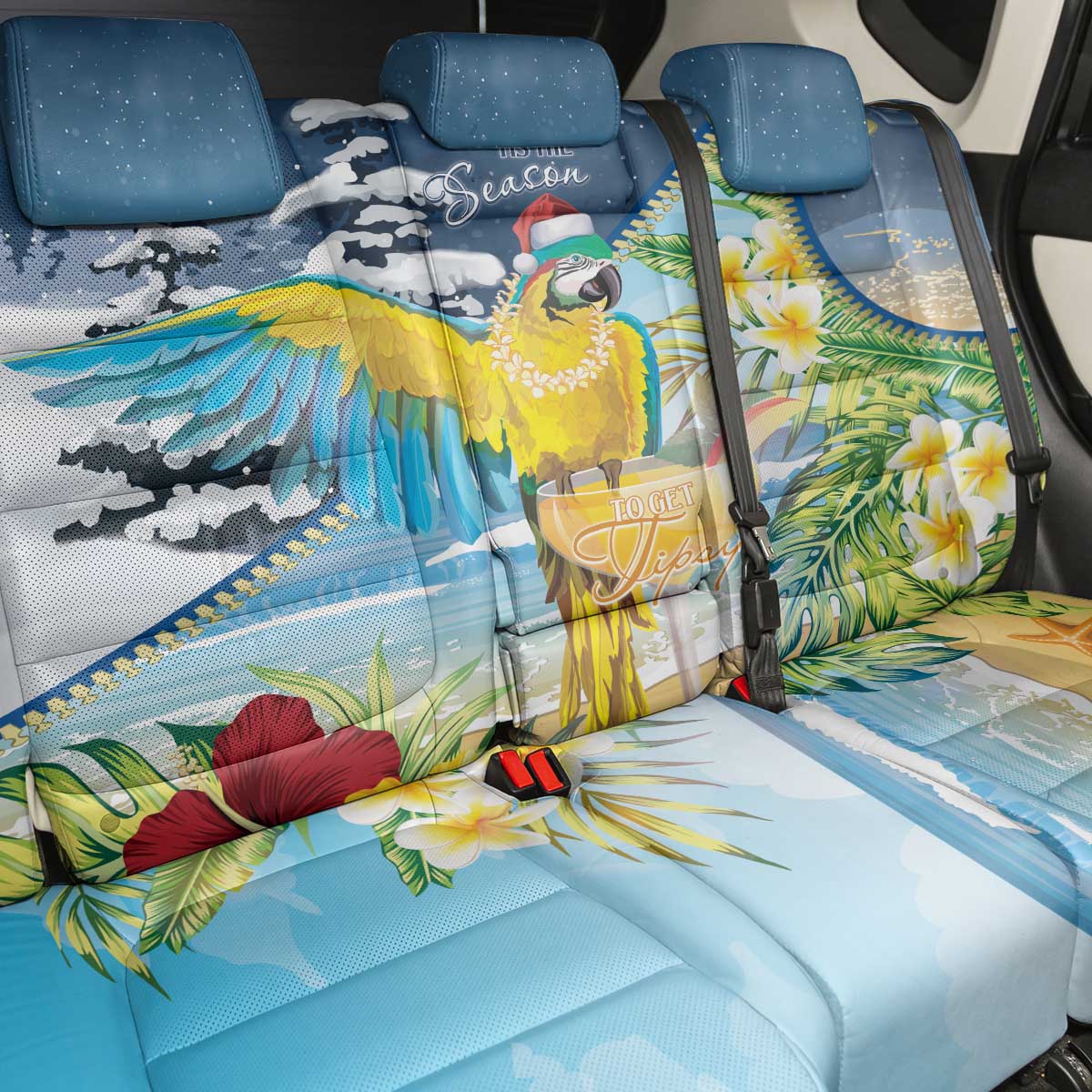 Funny Tropical Christmas Back Car Seat Cover Tis The Season To Get Tipsy LT7 - Wonder Print Shop