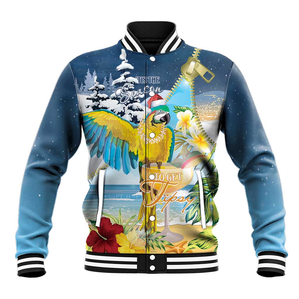 Funny Tropical Christmas Baseball Jacket Tis The Season To Get Tipsy LT7 - Wonder Print Shop