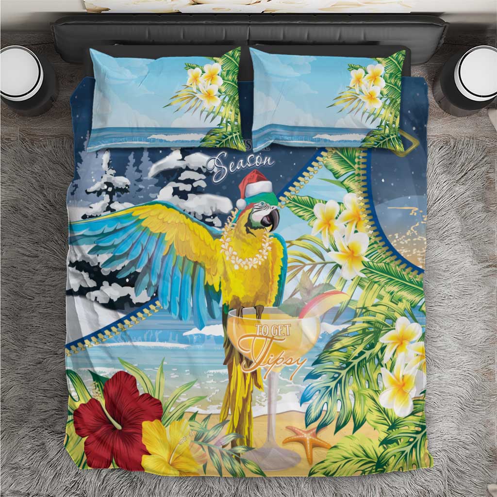Funny Tropical Christmas Bedding Set Tis The Season To Get Tipsy LT7 - Wonder Print Shop