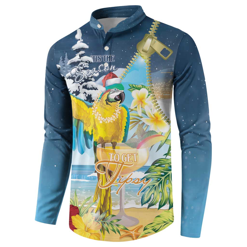 Funny Tropical Christmas Button Sweatshirt Tis The Season To Get Tipsy LT7 - Wonder Print Shop