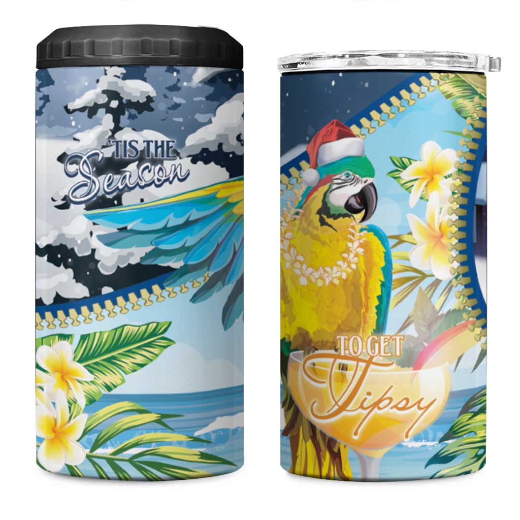 Funny Tropical Christmas 4 in 1 Can Cooler Tumbler Tis The Season To Get Tipsy LT7 - Wonder Print Shop