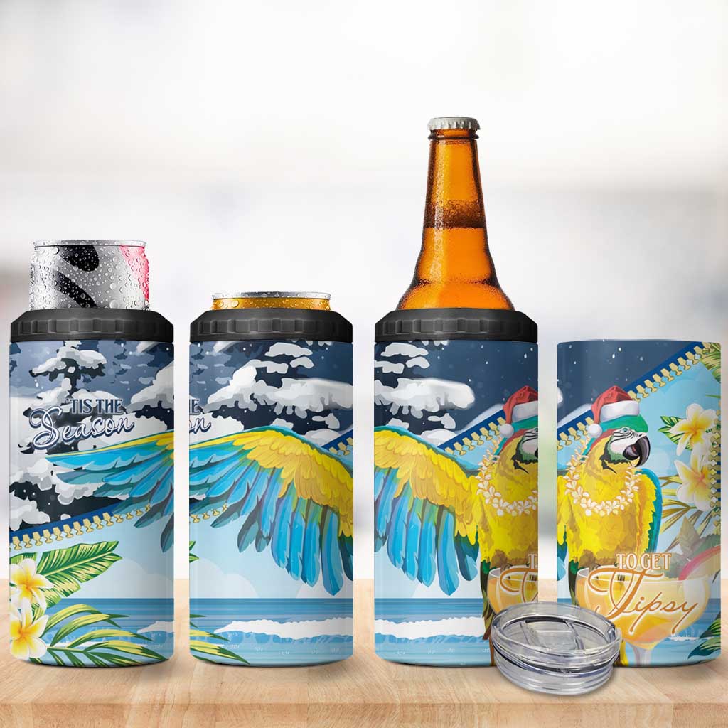 Funny Tropical Christmas 4 in 1 Can Cooler Tumbler Tis The Season To Get Tipsy LT7 - Wonder Print Shop
