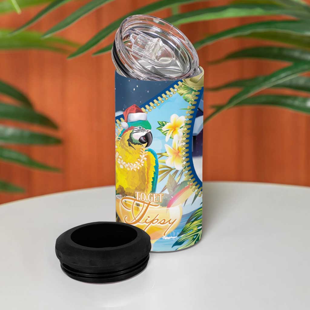 Funny Tropical Christmas 4 in 1 Can Cooler Tumbler Tis The Season To Get Tipsy LT7 - Wonder Print Shop