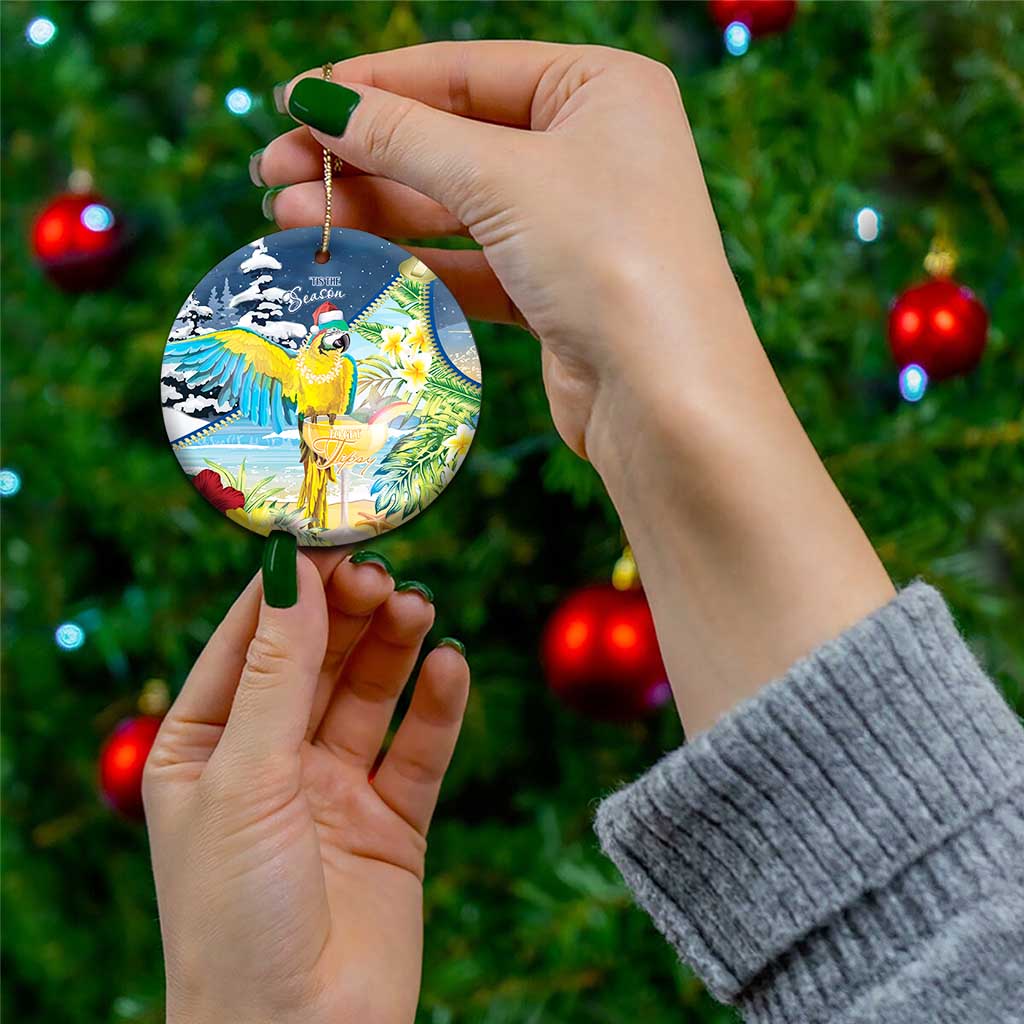 Funny Tropical Christmas Ceramic Ornament Tis The Season To Get Tipsy LT7 - Wonder Print Shop