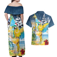 Funny Tropical Christmas Couples Matching Off Shoulder Maxi Dress and Hawaiian Shirt Tis The Season To Get Tipsy LT7 - Wonder Print Shop
