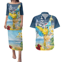 Funny Tropical Christmas Couples Matching Puletasi and Hawaiian Shirt Tis The Season To Get Tipsy LT7 - Wonder Print Shop