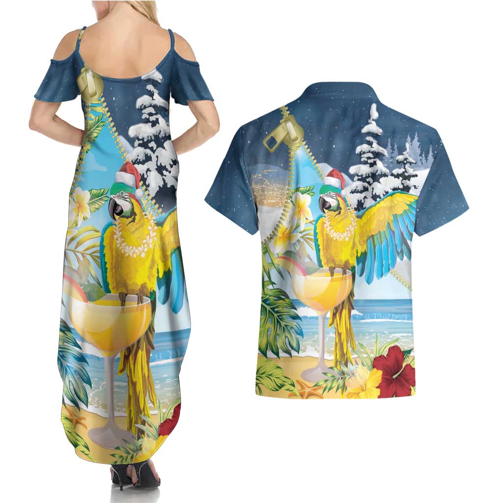Funny Tropical Christmas Couples Matching Summer Maxi Dress and Hawaiian Shirt Tis The Season To Get Tipsy LT7 - Wonder Print Shop