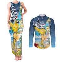 Funny Tropical Christmas Couples Matching Tank Maxi Dress and Long Sleeve Button Shirt Tis The Season To Get Tipsy LT7 - Wonder Print Shop