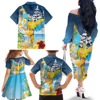 Funny Tropical Christmas Family Matching Off The Shoulder Long Sleeve Dress and Hawaiian Shirt Tis The Season To Get Tipsy - Wonder Print Shop
