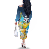 Funny Tropical Christmas Family Matching Off The Shoulder Long Sleeve Dress and Hawaiian Shirt Tis The Season To Get Tipsy - Wonder Print Shop