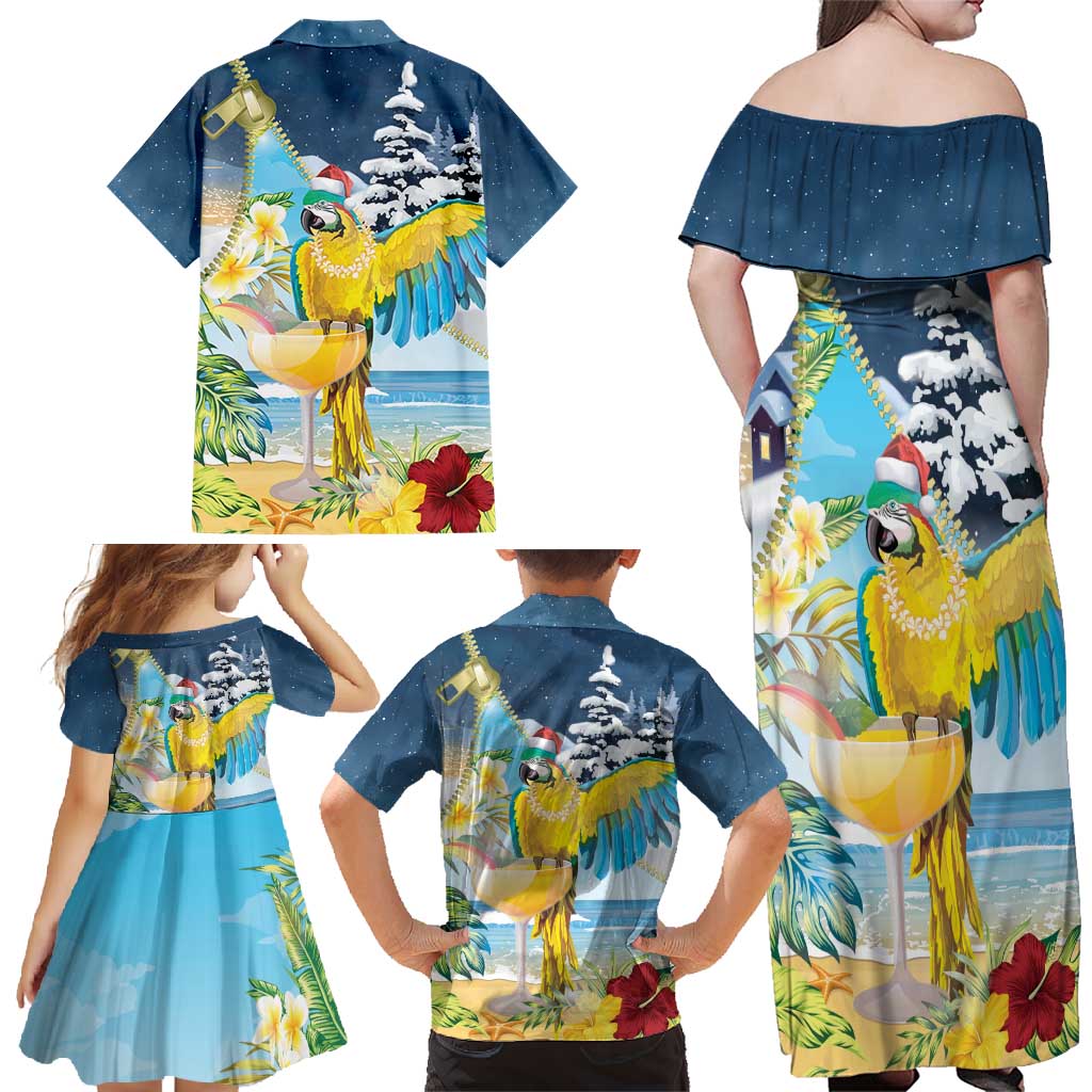 Funny Tropical Christmas Family Matching Off Shoulder Maxi Dress and Hawaiian Shirt Tis The Season To Get Tipsy LT7 - Wonder Print Shop