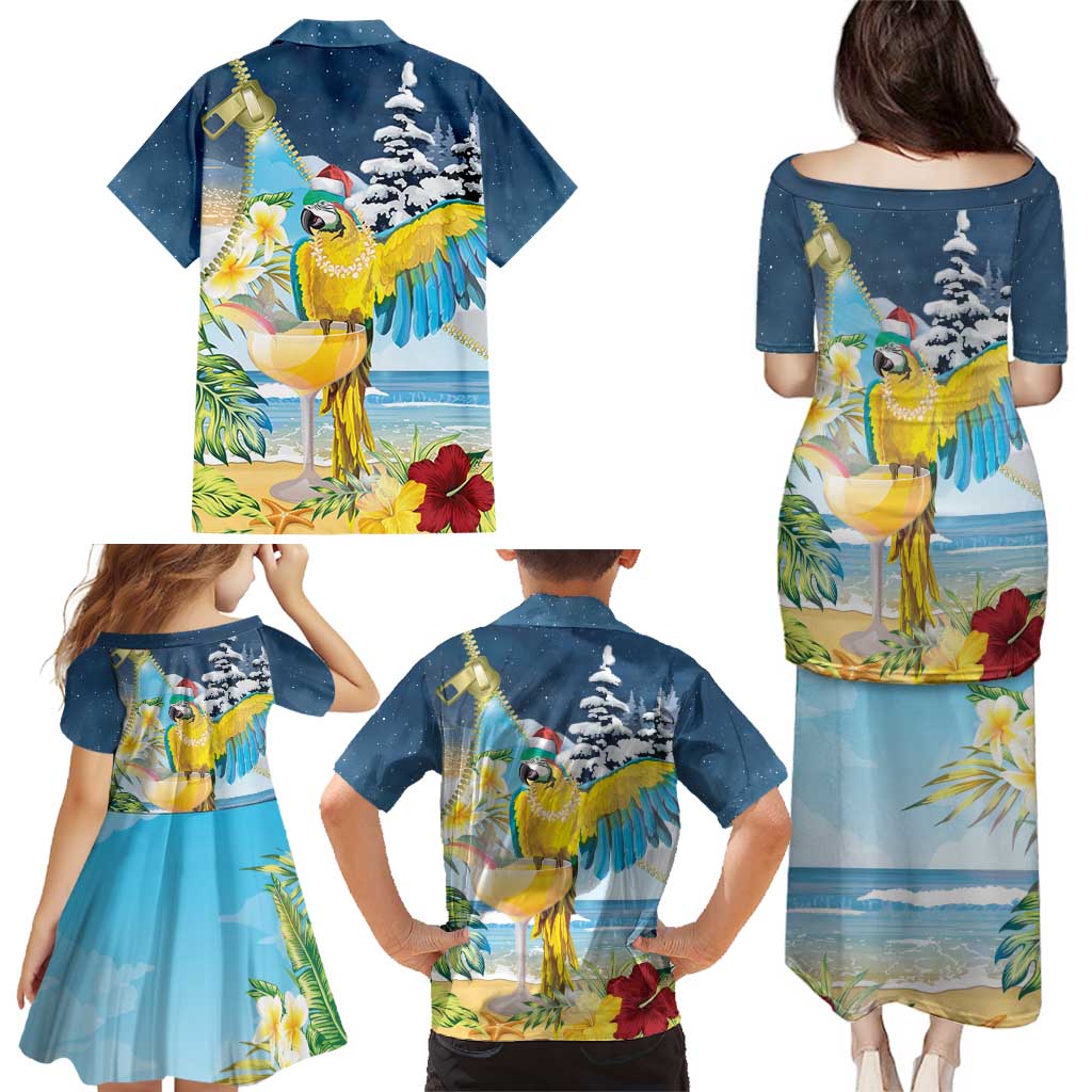 Funny Tropical Christmas Family Matching Puletasi and Hawaiian Shirt Tis The Season To Get Tipsy - Wonder Print Shop