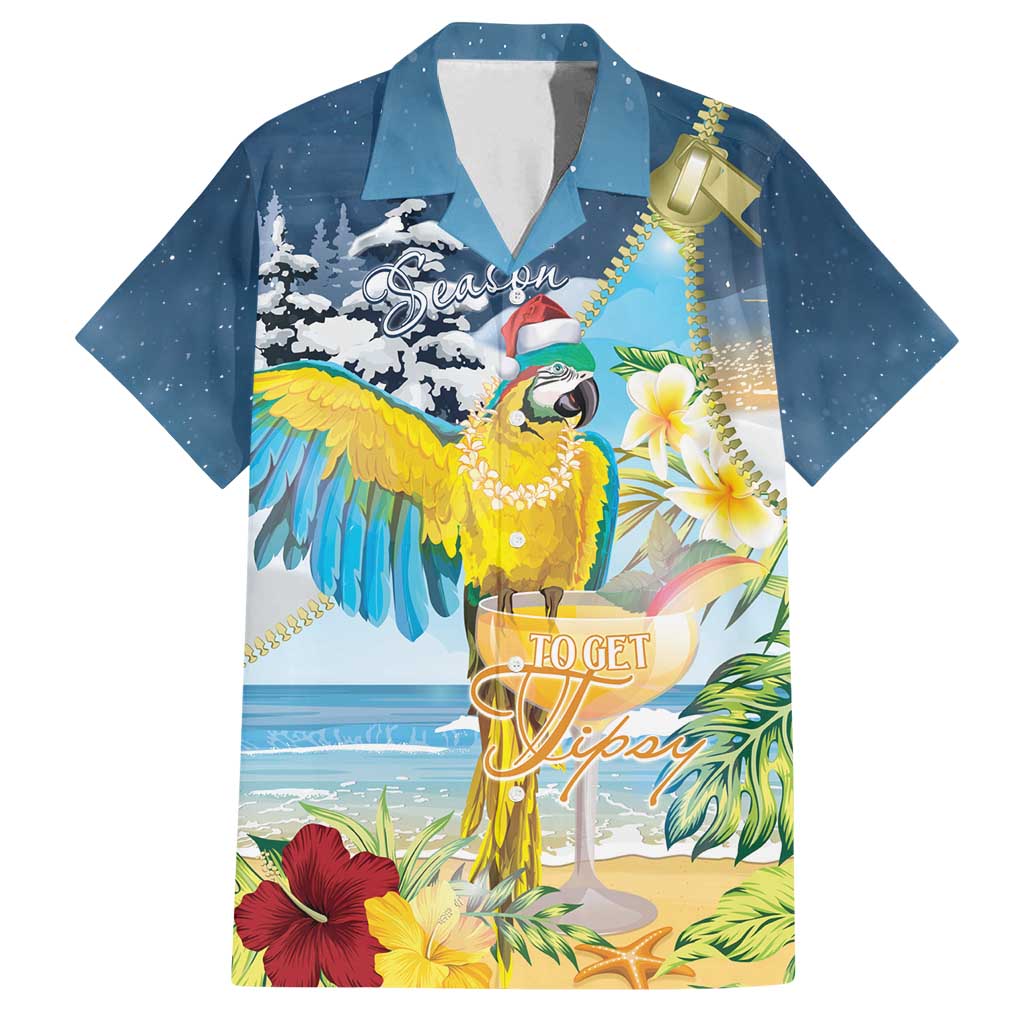 Funny Tropical Christmas Family Matching Puletasi and Hawaiian Shirt Tis The Season To Get Tipsy - Wonder Print Shop