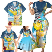 Funny Tropical Christmas Family Matching Short Sleeve Bodycon Dress and Hawaiian Shirt Tis The Season To Get Tipsy - Wonder Print Shop