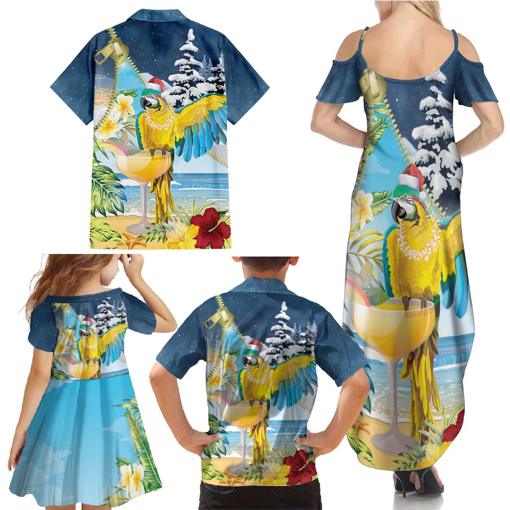 Funny Tropical Christmas Family Matching Summer Maxi Dress and Hawaiian Shirt Tis The Season To Get Tipsy - Wonder Print Shop