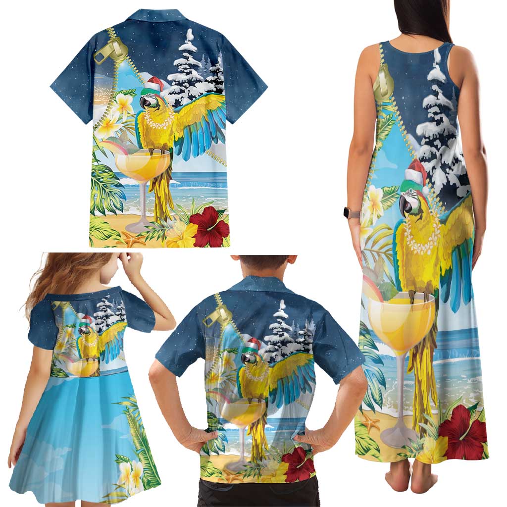 Funny Tropical Christmas Family Matching Tank Maxi Dress and Hawaiian Shirt Tis The Season To Get Tipsy - Wonder Print Shop