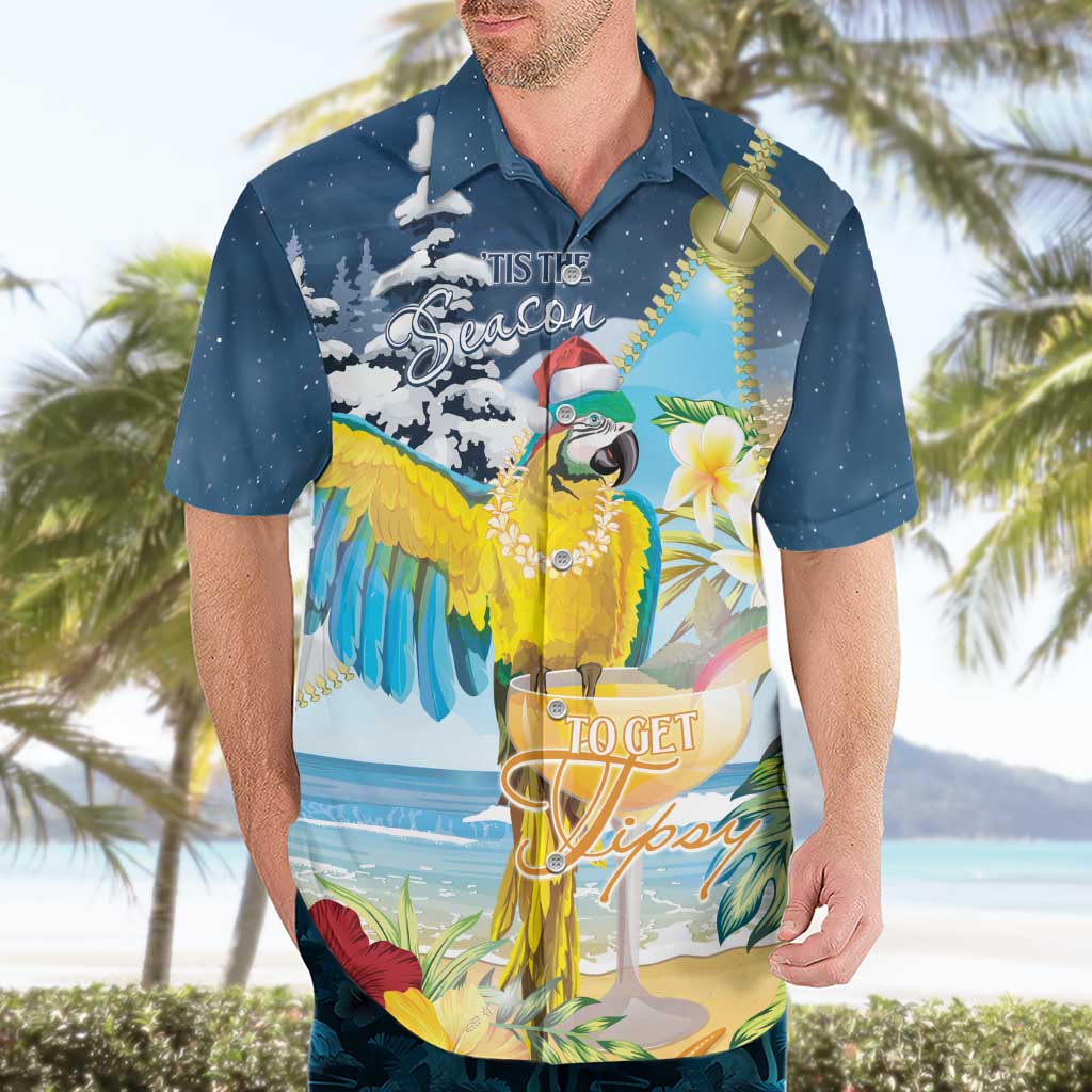 Funny Tropical Christmas Hawaiian Shirt Tis The Season To Get Tipsy - Wonder Print Shop